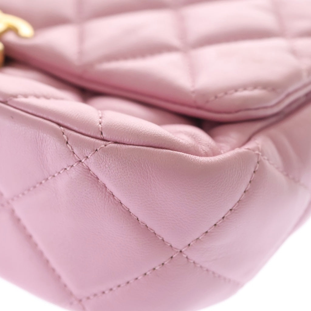 CHANEL(シャネル) マトラッセ ラムスキン レザー チェーン ショルダーバッグ ゴールド金具 ピンク AS3206 プレート レディース
