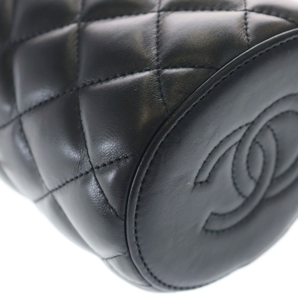 CHANEL(シャネル) クラウン ボックス バニティ ラムスキン レザー チェーン ショルダーバッグ ゴールド金具 ブラック AS2640 プレート レディース