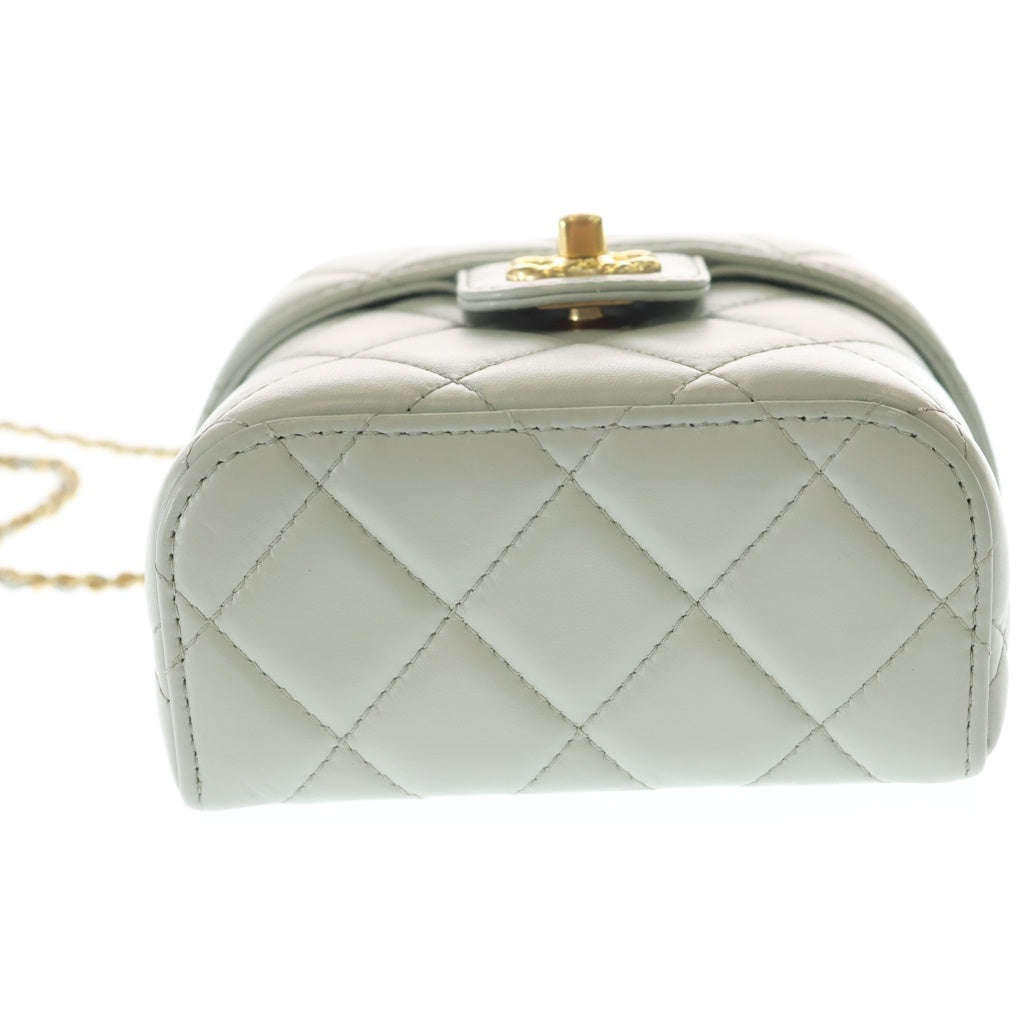 CHANEL(シャネル) バニティ トップハンドル ラムスキン レザー 2WAY ハンド チェーンショルダー バッグ ゴールド金具 ライトブルー AS3973 プレート レディース