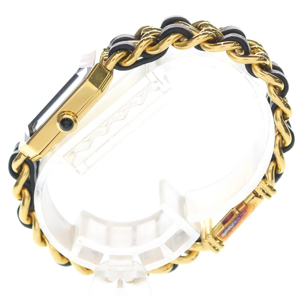 CHANEL(シャネル) プルミエール 腕時計 黒文字盤 クォーツ レザー GP ゴールド/ブラック H0001 レディース