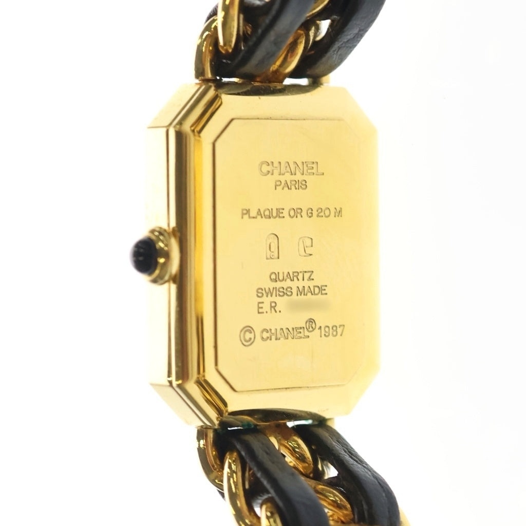 CHANEL(シャネル) プルミエール 腕時計 黒文字盤 クォーツ レザー GP ゴールド/ブラック H0001 レディース