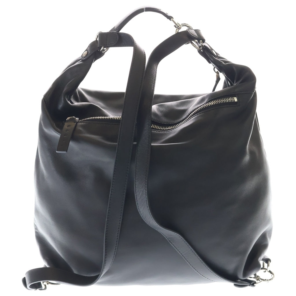 MARNI(マルニ) レザー 2WAY ショルダー バッグ リュックサック バックパック シルバー金具 ブラック レディース