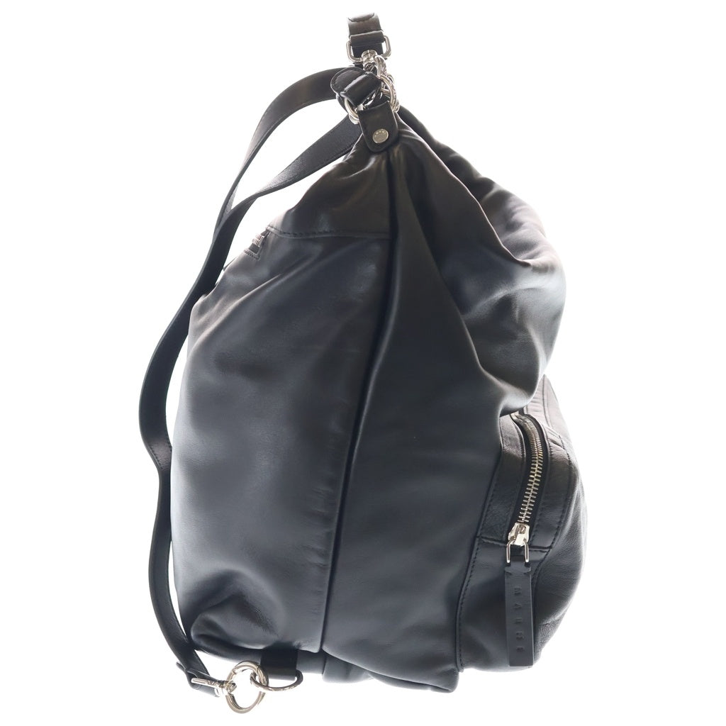 MARNI(マルニ) レザー 2WAY ショルダー バッグ リュックサック バックパック シルバー金具 ブラック レディース