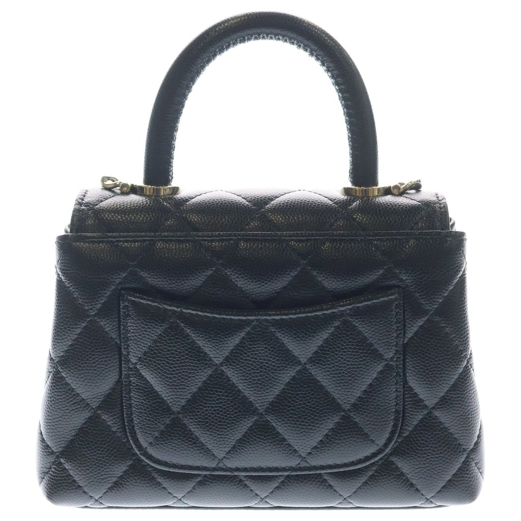 CHANEL(シャネル) ココハンドル XXS 2WAYハンドバッグ チェーンショルダーバッグ ブラック キャビアスキン AP4244 ゴールド金具 レディース