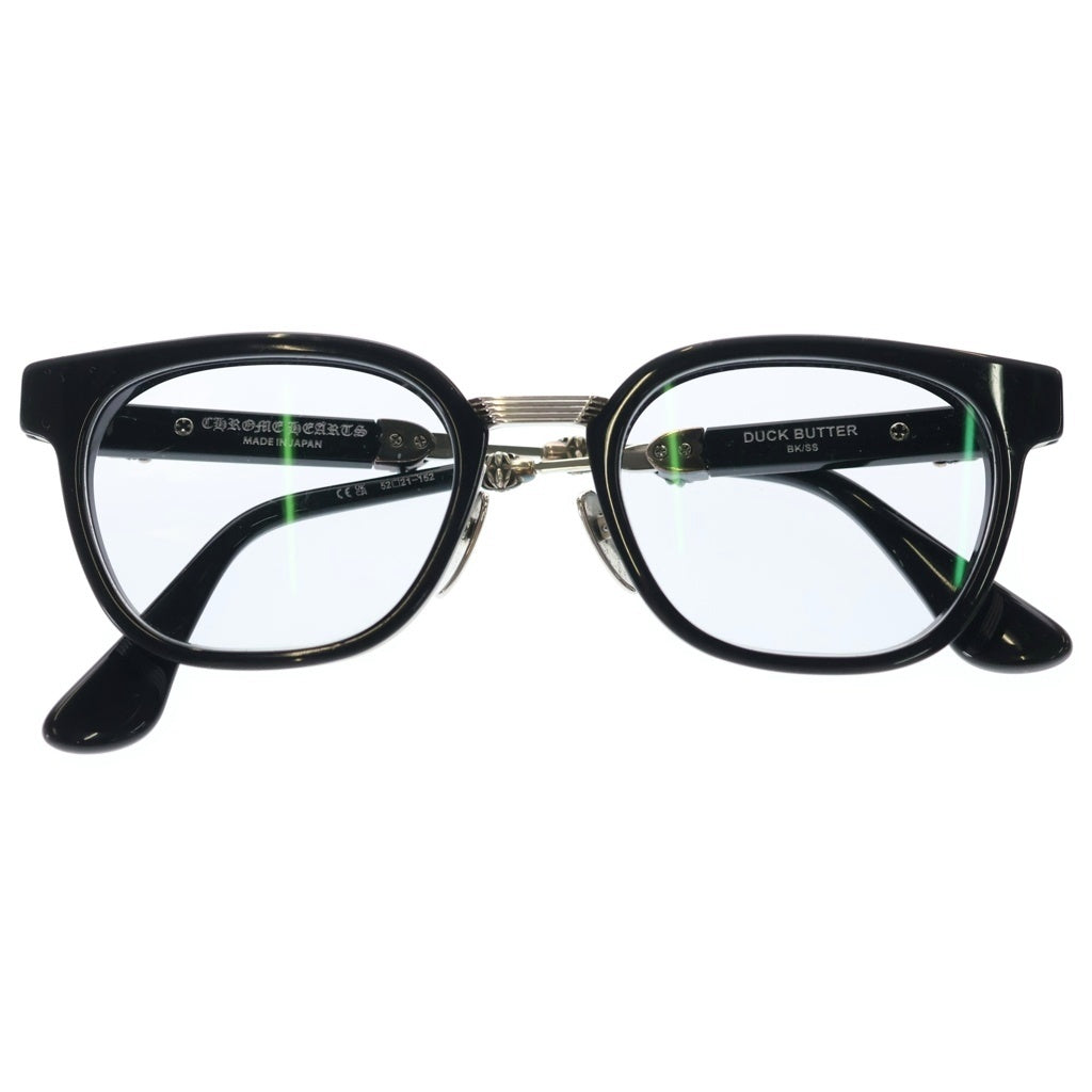 CHROME HEARTS(クロムハーツ) クロムハーツ メガネ プラスチック 52□21-152 ブラック×シルバー ブルーレンズ DUCK BUTTER レディース