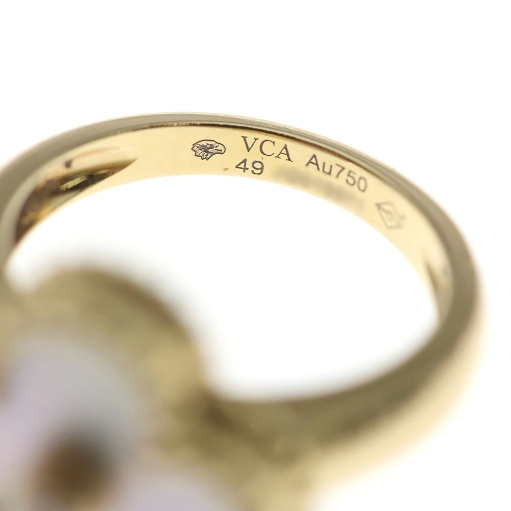 Van Cleef & Arpels(ヴァンクリーフアンドアーペル) ヴィンテージアルハンブラ マザーオブパール 1Pダイヤ リング 750YG イエローゴールド #49 VCARA41149 レディース