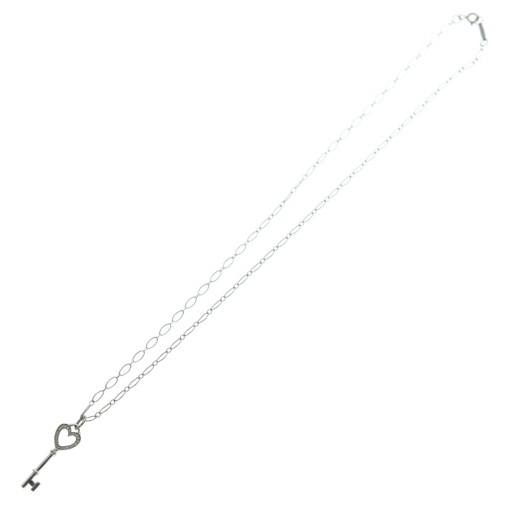 TIFFANY & Co.(ティファニー) キーハート ダイヤ ネックレス ペンダント チェーン ホワイトゴールド 750WG レディース