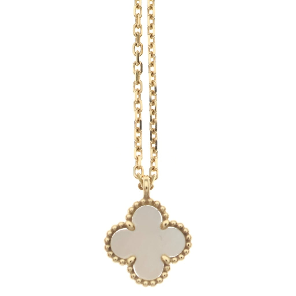 Van Cleef & Arpels(ヴァンクリーフアンドアーペル) スウィートアルハンブラ マザーオブパール ネックレス ペンダント チェーン イエローゴールド/ホワイト VCARF69100 レディース