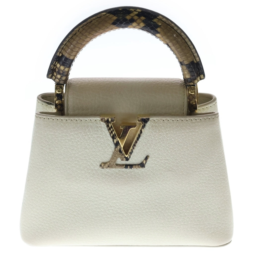 LOUIS VUITTON(ルイヴィトン) カプシーヌミニ 2WAYハンドバッグ ショルダーバッグ アイボリー レザー×パイソン N81258 ゴールド金具 レディース