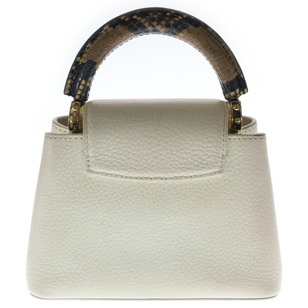 LOUIS VUITTON(ルイヴィトン) カプシーヌミニ 2WAYハンドバッグ ショルダーバッグ アイボリー レザー×パイソン N81258 ゴールド金具 レディース