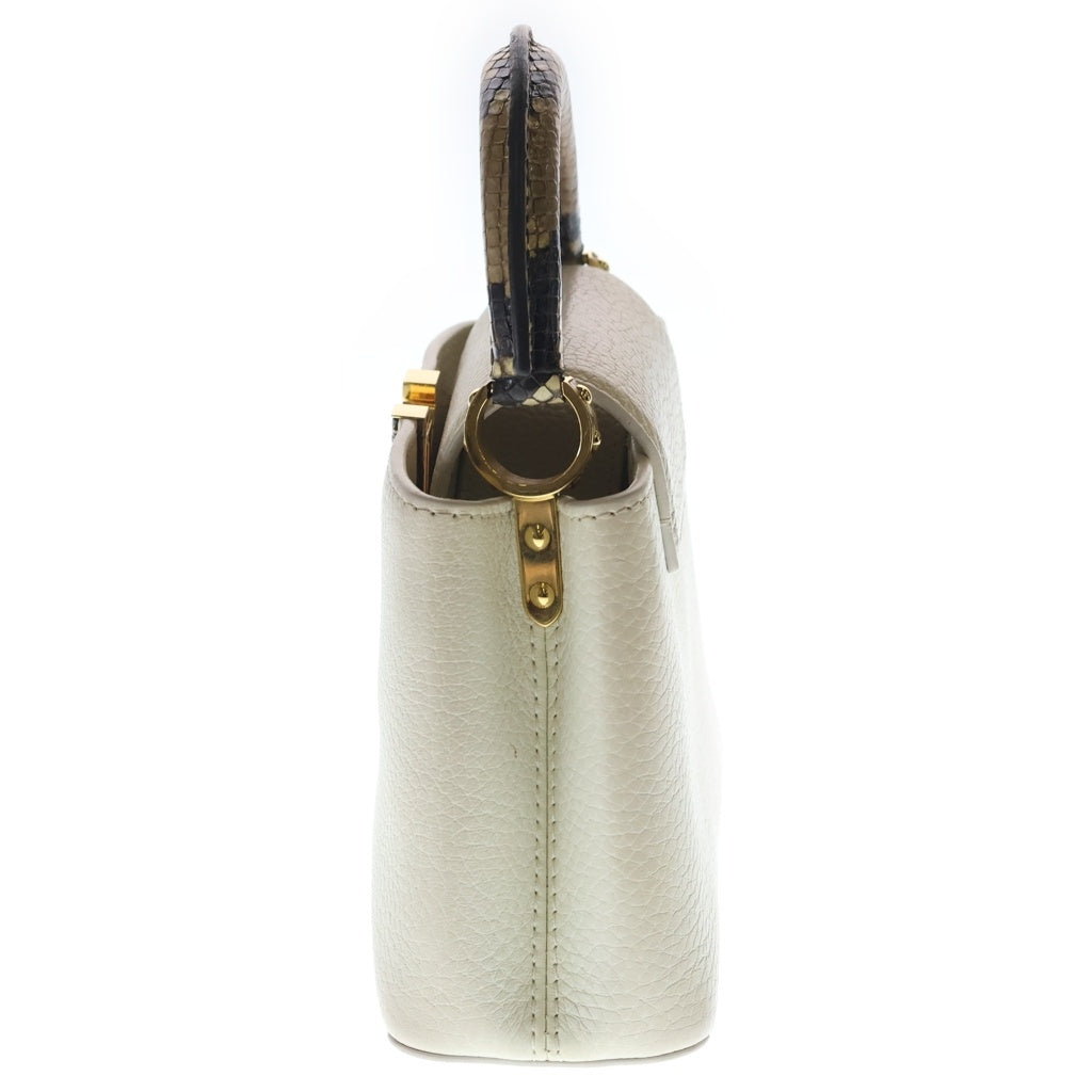 LOUIS VUITTON(ルイヴィトン) カプシーヌミニ 2WAYハンドバッグ ショルダーバッグ アイボリー レザー×パイソン N81258 ゴールド金具 レディース