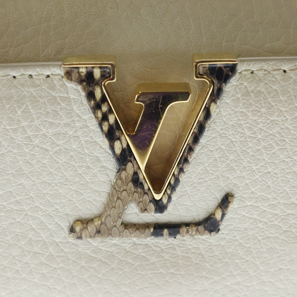 LOUIS VUITTON(ルイヴィトン) カプシーヌミニ 2WAYハンドバッグ ショルダーバッグ アイボリー レザー×パイソン N81258 ゴールド金具 レディース