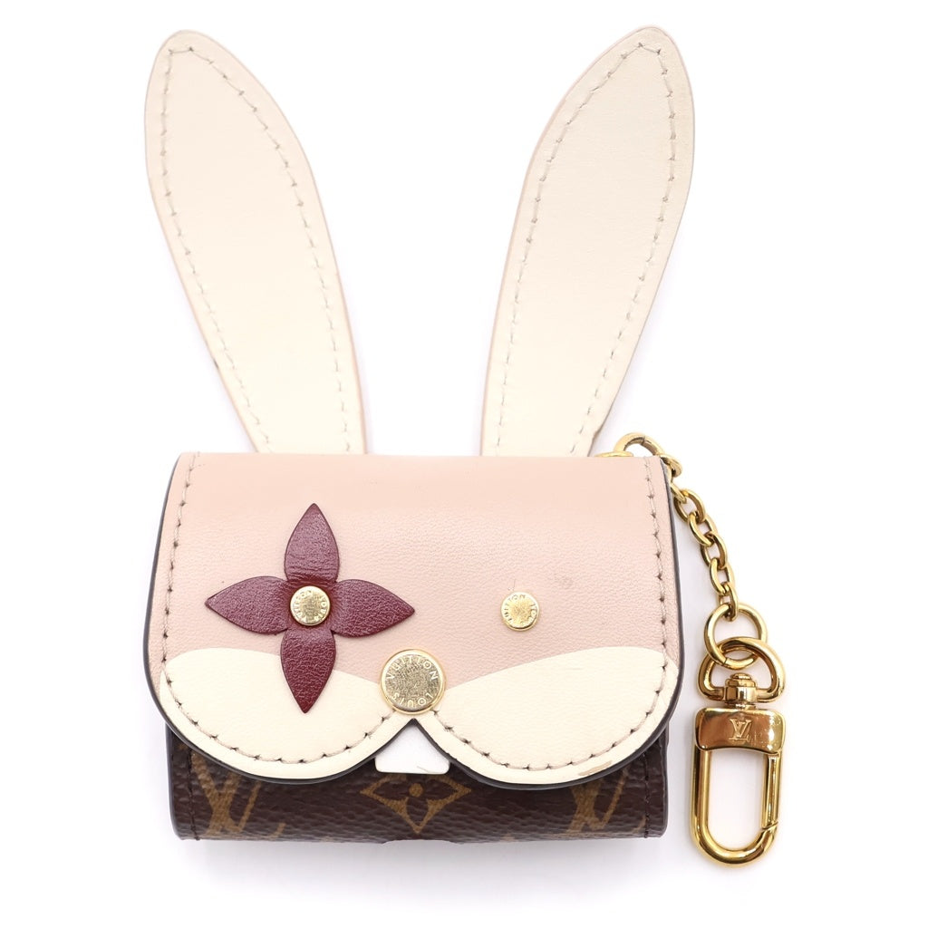 LOUIS VUITTON(ルイヴィトン) モノグラム エテュイ イヤホンケース ウサギ バッグチャーム ブラウン×アイボリー レザー GI0863 ゴールド金具 レディース