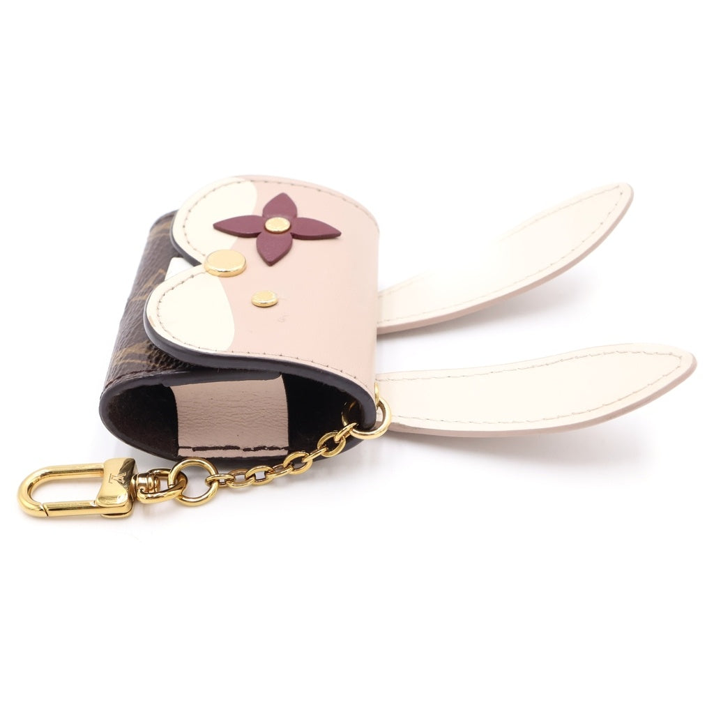 LOUIS VUITTON(ルイヴィトン) モノグラム エテュイ イヤホンケース ウサギ バッグチャーム ブラウン×アイボリー レザー GI0863 ゴールド金具 レディース
