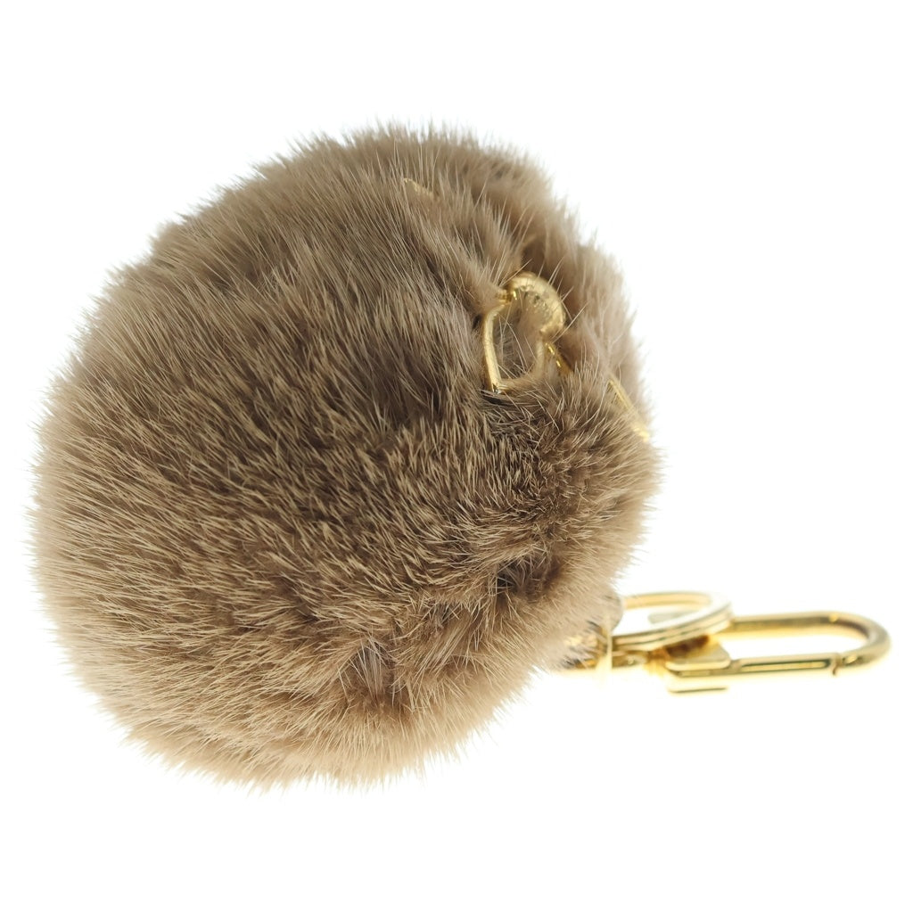 LOUIS VUITTON(ルイヴィトン) ポルトクレ・ラブリーヴィゾン ファー バッグチャーム キーホルダー ブラウン M01018 ゴールド金具 レディース