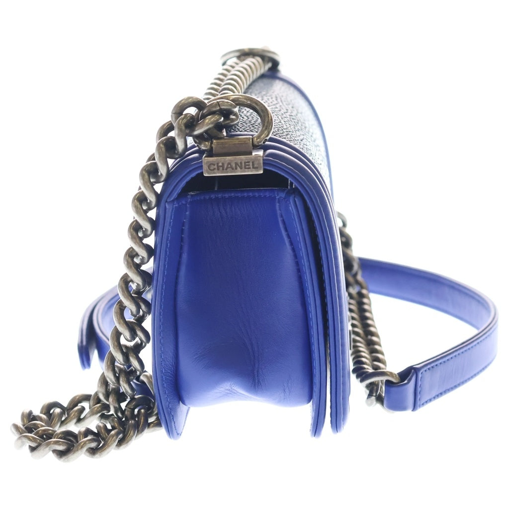 CHANEL(シャネル) ボーイシャネル ココマーク チェーンショルダー ヴィンテージ金具 ガルーシャ ブルー レディース