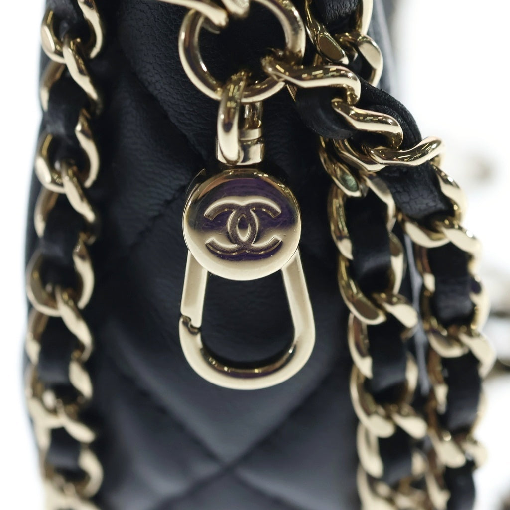CHANEL(シャネル) マトラッセ ホーボーバック チェーンショルダー ミニ ゴールド金具 ラムスキン ブラック AS3917 レディース
