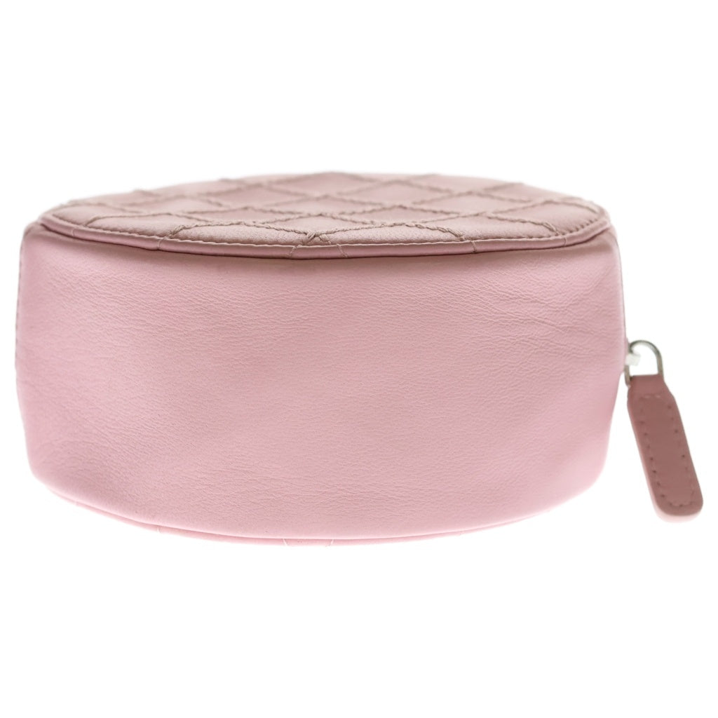 CHANEL(シャネル) マトラッセ ミニ ラウンド チェーンショルダー ウルトラステッチ シルバー金具 ラムスキン ピンク レディース