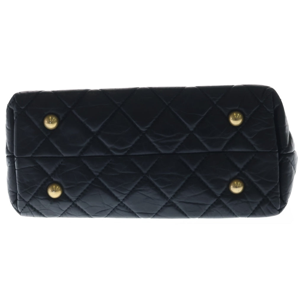 CHANEL(シャネル) マトラッセ 2.55 チェーンショルダー ゴールド金具 エイジドカーフ レザー ブラック レディース