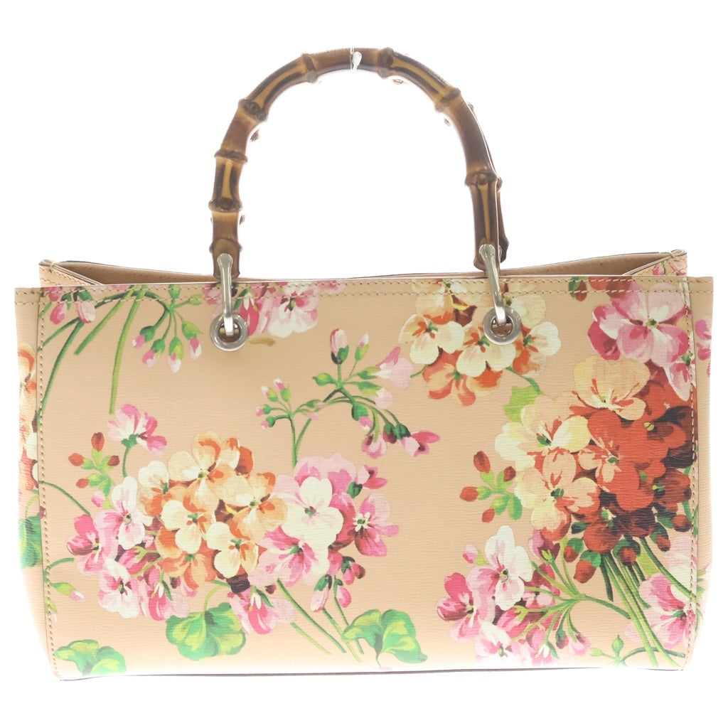 GUCCI(グッチ) バンブー 花柄 フラワー レザー ハンドバッグ ピンク系/マルチカラー 323660 レディース