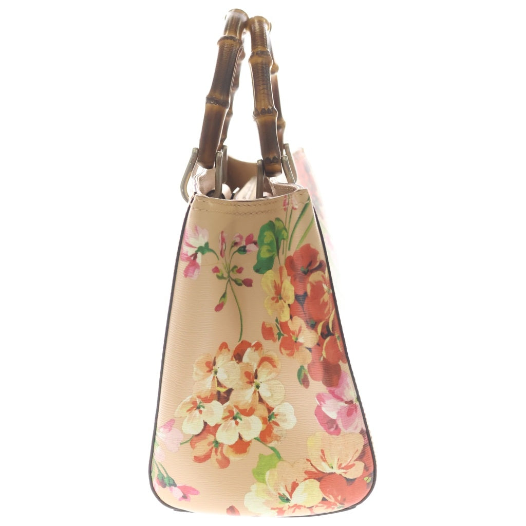 GUCCI(グッチ) バンブー 花柄 フラワー レザー ハンドバッグ ピンク系/マルチカラー 323660 レディース