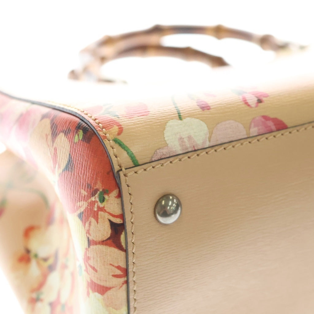 GUCCI(グッチ) バンブー 花柄 フラワー レザー ハンドバッグ ピンク系/マルチカラー 323660 レディース