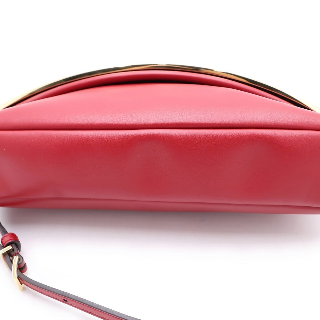 TOD'S(トッズ) レザー ゴールド金具 二つ折り ショルダーバッグ ポシェット レッド レディース