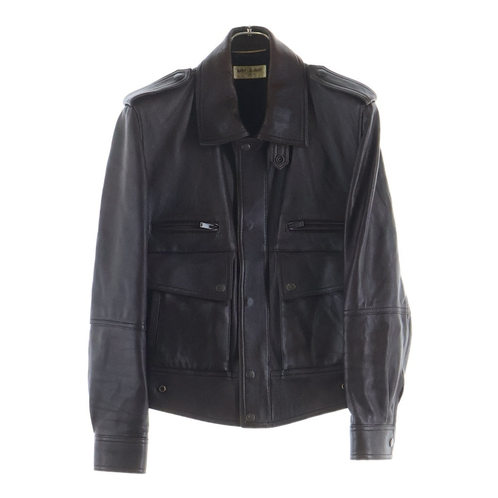 SAINT LAURENT PARIS(サンローランパリ) SAINT LAURENT PARIS レザージャケット 2022ss レザー ブラウン F34サイズ レディース