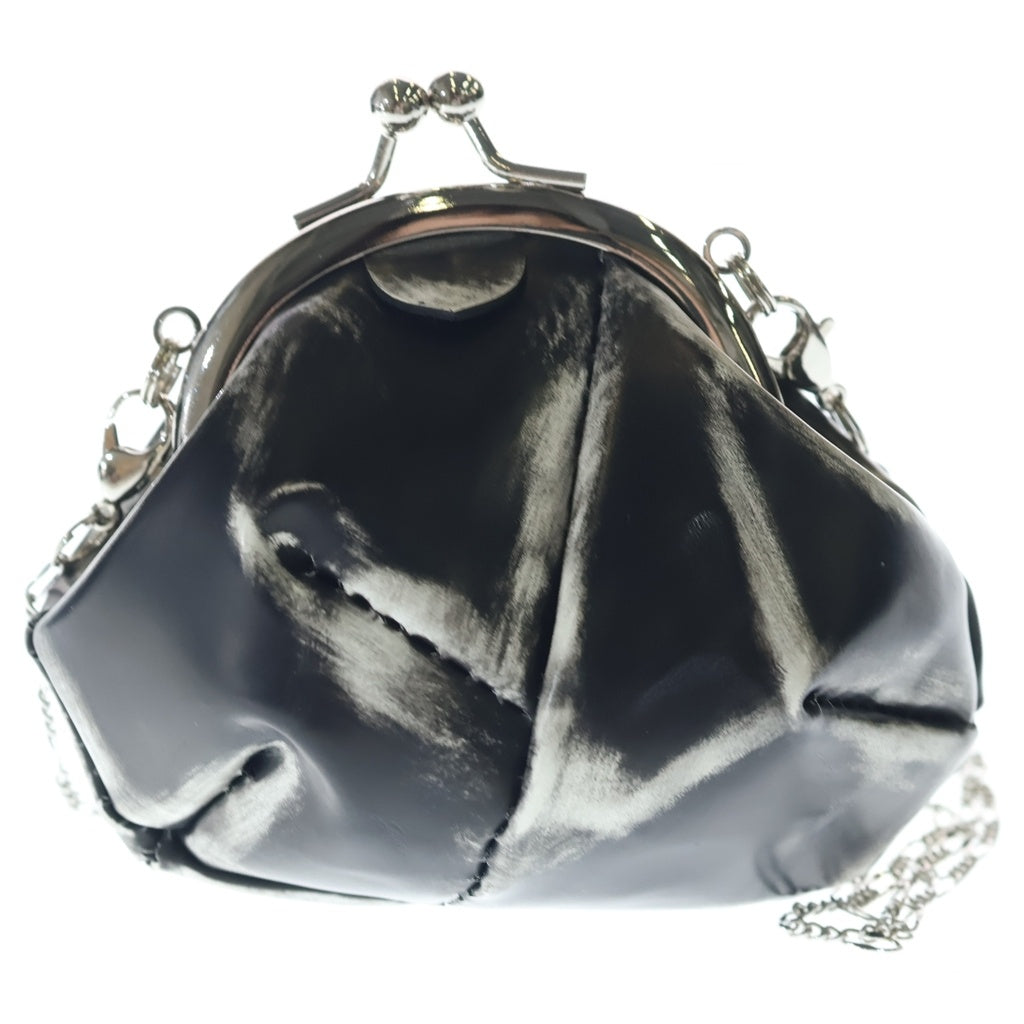 B Yohji Yamamoto(ビー ヨウジヤマモト) レザー シルバー金具 がま口 チェーンウォレット コインケース 財布 ブラック レディース