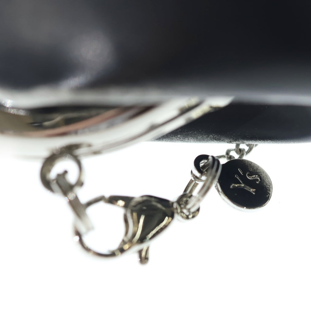 B Yohji Yamamoto(ビー ヨウジヤマモト) レザー シルバー金具 がま口 チェーンウォレット コインケース 財布 ブラック レディース