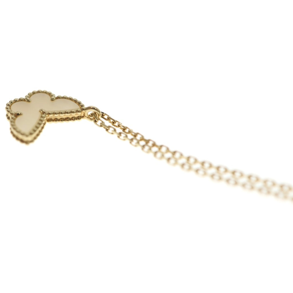 Van Cleef & Arpels(ヴァンクリーフアンドアーペル) スウィートパピヨン マザーオブパール ネックレス ペンダント チェーン ホワイト×イエローゴールド Au750YG VCARF69300 レディース