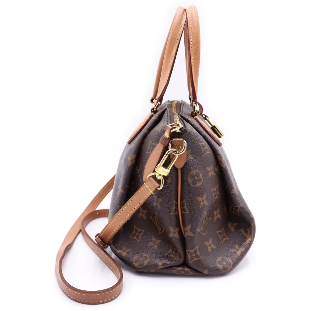 LOUIS VUITTON(ルイヴィトン) モノグラム リボリーMM 2WAYハンドバッグ ショルダーバッグ ブラウン レザー×PVC M44546 ゴールド金具 レディース