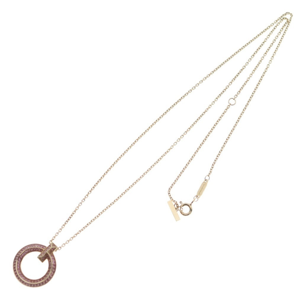 TIFFANY & Co.(ティファニー) Tワン ミニサークル ピンクサファイア ネックレス ペンダント チェーン ピンクゴールド Au750PG レディース