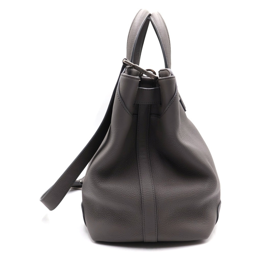 DIOR(ディオール) Normandie ノルマンディー ミディアム レザー シルバー金具 2WAY トートバッグ ハンドバッグ ショルダーバッグ グレー レディース