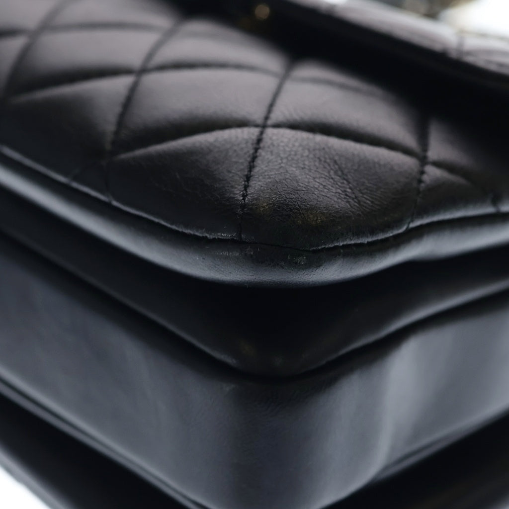 CHANEL(シャネル) トレンディCC 2WAYハンドバッグ ショルダーバッグ ブラック ラムスキン ゴールド金具 レディース
