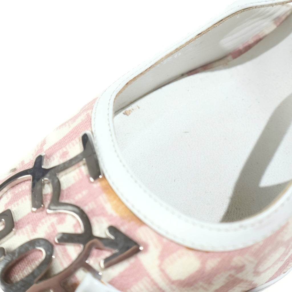 Christian Dior(クリスチャンディオール) Trotter トロッターヒールパンプス シューズ キャンバス ピンク/ベージュ レディース