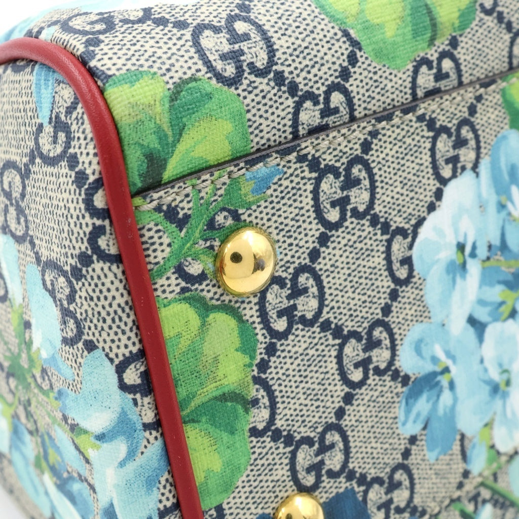 GUCCI(グッチ) GGブルームス PVC レザー 2WAY ミニボストン ハンド ショルダーバッグ ゴールド金具 ネイビー/レッド 546314 レディース