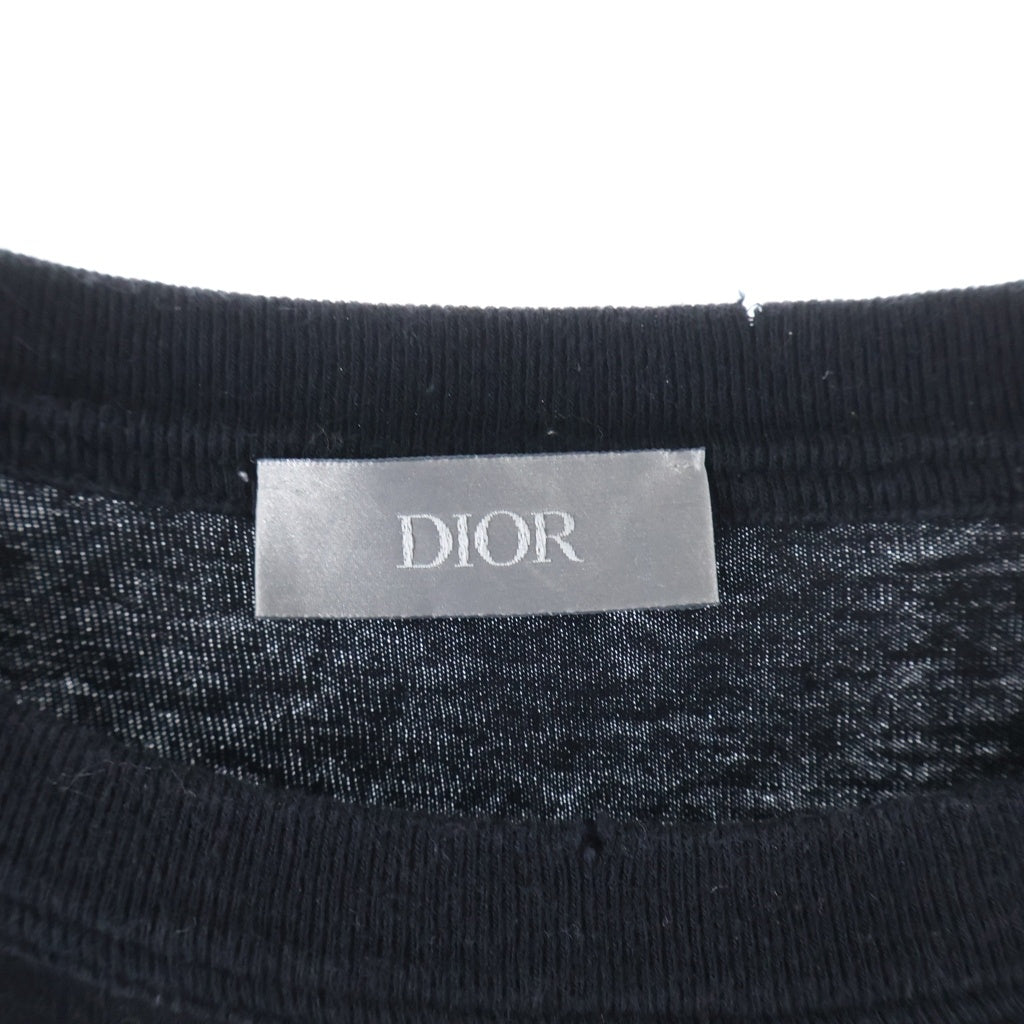 DIOR(ディオール) ×ERL イーアールエル ラメ ロゴ刺繍 クルーネック 半袖Tシャツ カットソー ブラック 313J647A0817