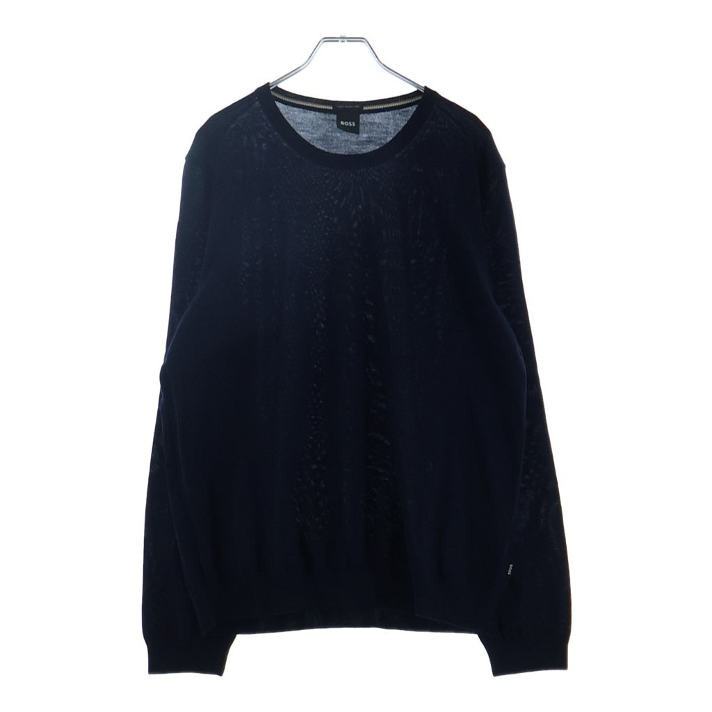 BOSS(ボス) ロングTシャツ 長袖ニット ネイビー ウール