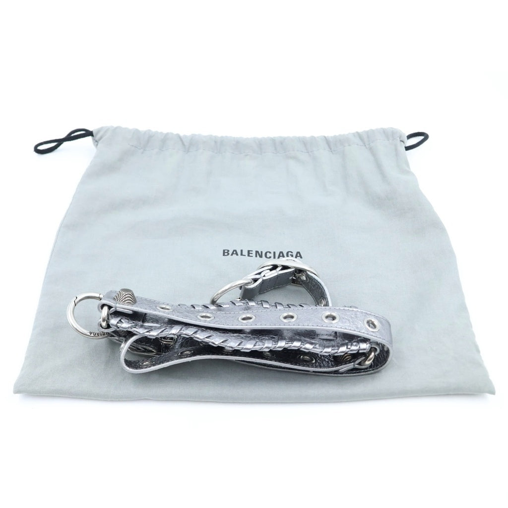 BALENCIAGA(バレンシアガ) ル・カゴール ミニ ダッフルバッグ 2WAYハンドバッグ ショルダーバッグ ミニバッグ シルバー レザー 743356 シルバー金具 レディース