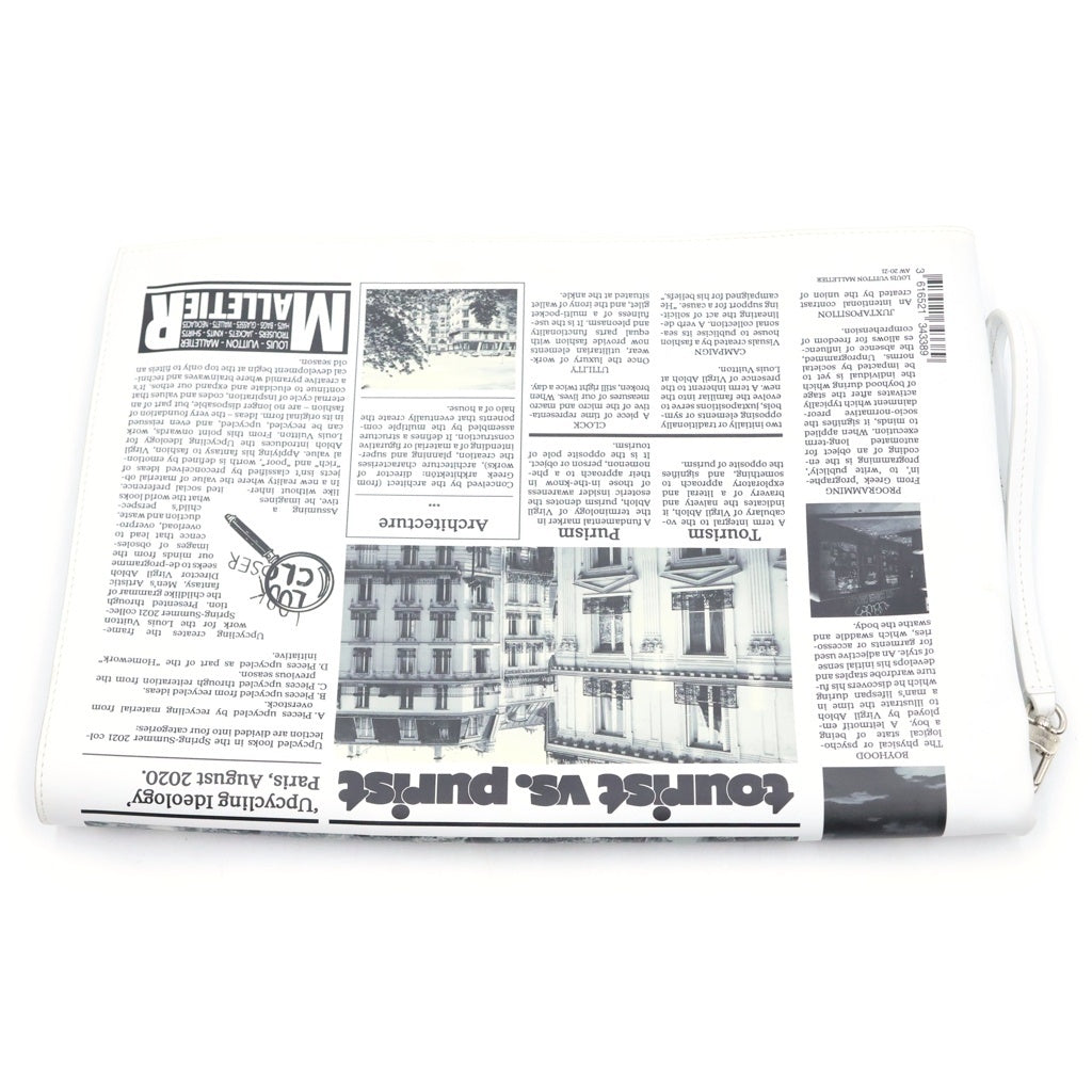 LOUIS VUITTON(ルイヴィトン) ニュースペーパー クラッチバッグ セカンドバッグ ホワイト レザー M80849 シルバー金具