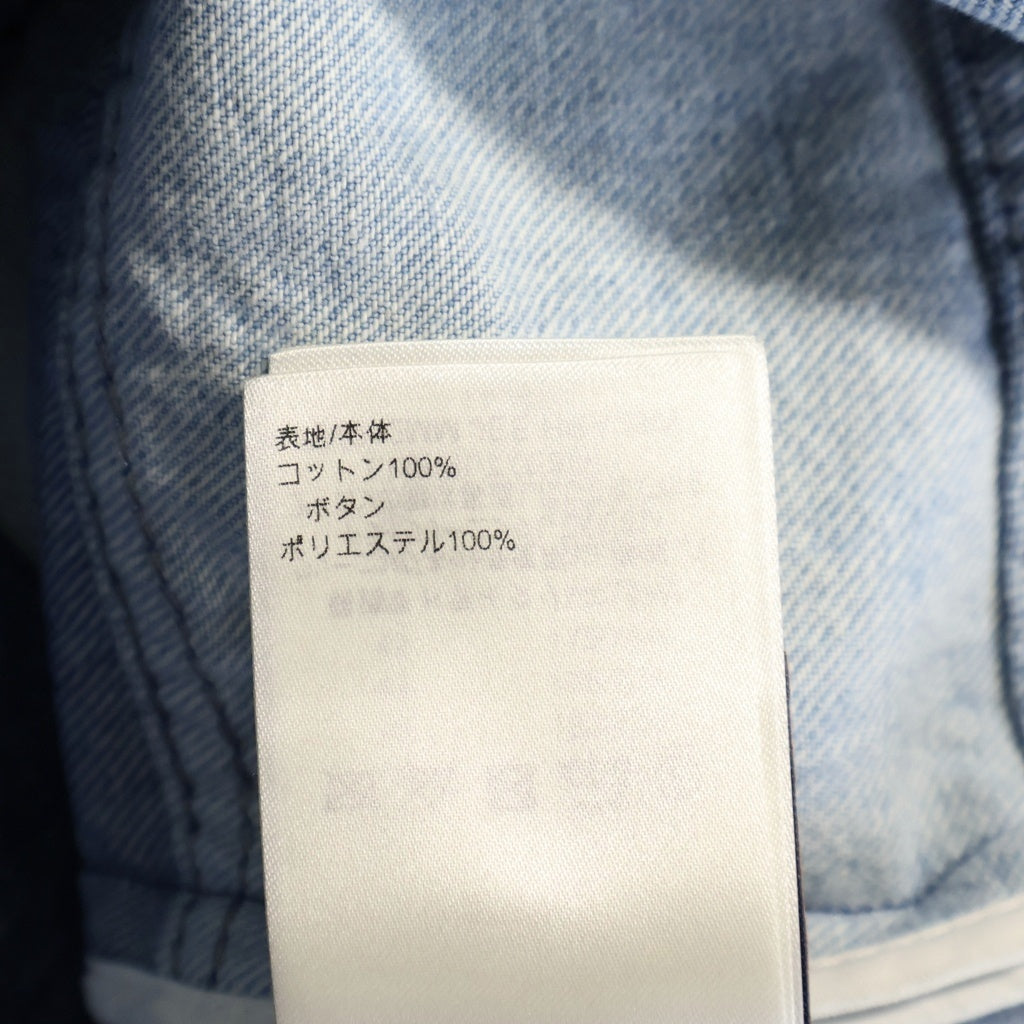 LOUIS VUITTON(ルイヴィトン) モノグラムパッチワーク デニムロングスリーブ 切り替えポロシャツ インディゴブルー 1AFQBU