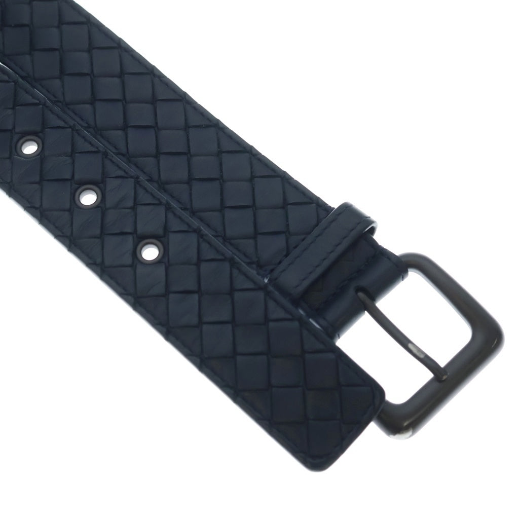 BOTTEGA VENETA(ボッテガヴェネタ) イントレチャート レザー ベルト ネイビー ブラック金具