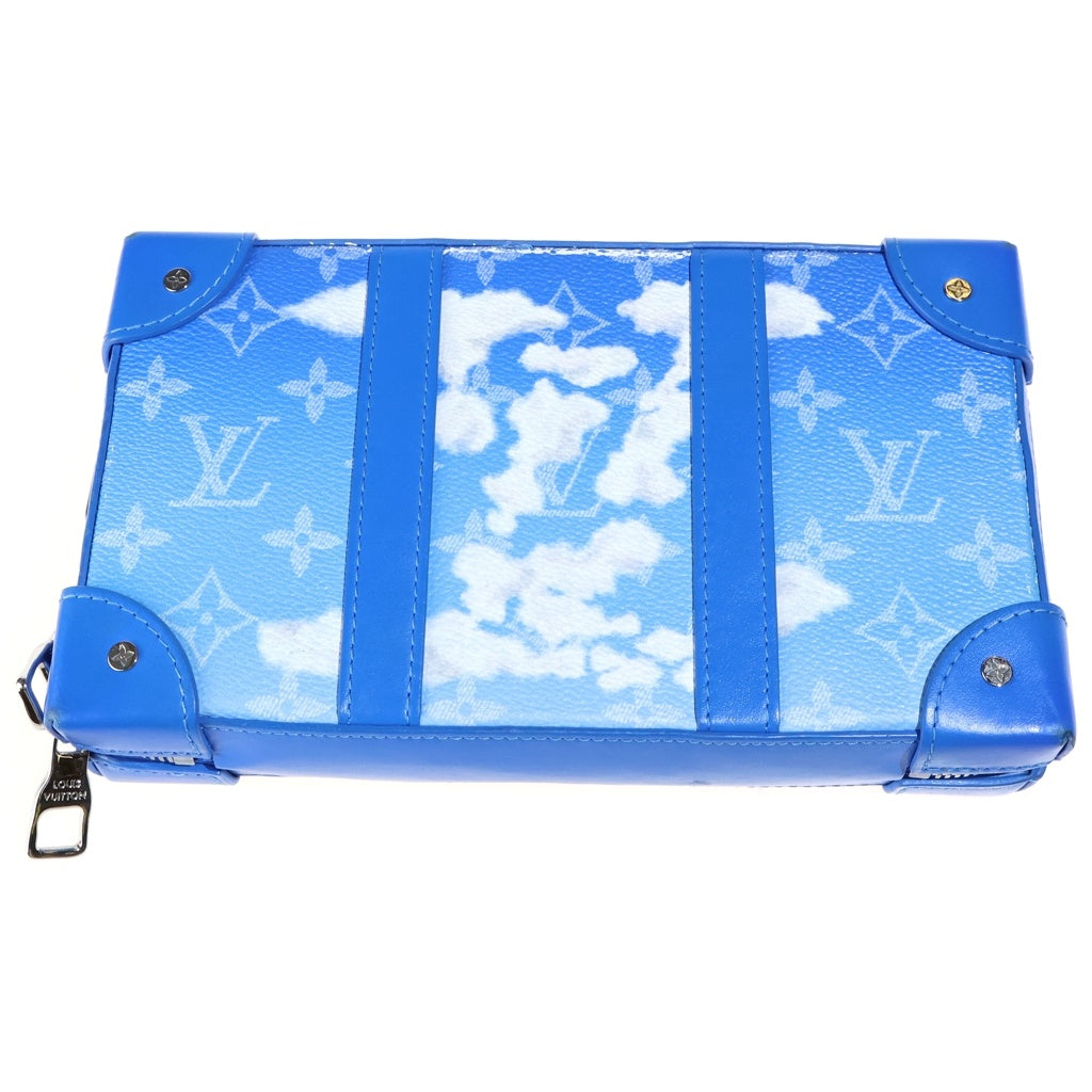 LOUIS VUITTON(ルイヴィトン) モノグラムクラウド ソフトトランクウォレット ショルダーバッグ ブルー レザー M45432 シルバー金具 レディース