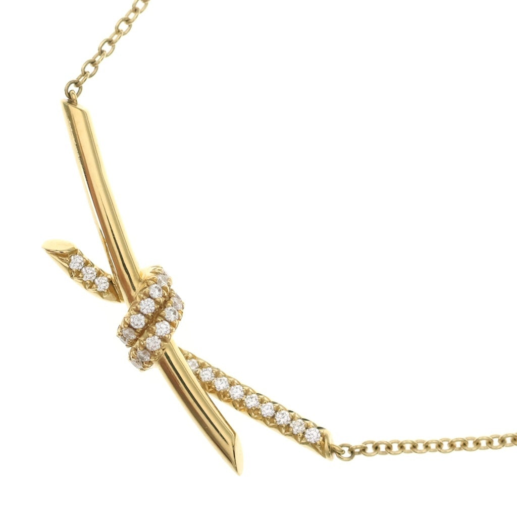 TIFFANY & Co.(ティファニー) ノットネックレス ダイヤ ペンダント チェーン イエローゴールド Au750YG D0.25ct レディース