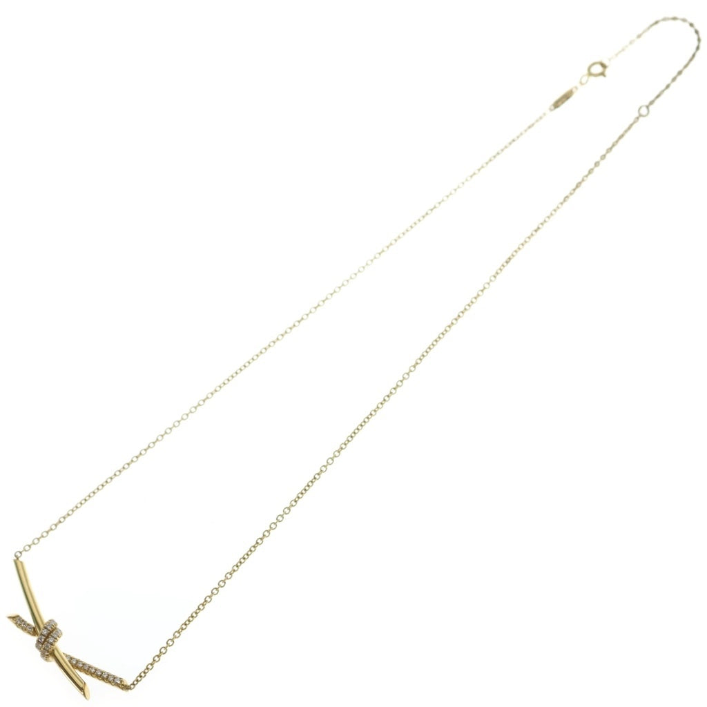 TIFFANY & Co.(ティファニー) ノットネックレス ダイヤ ペンダント チェーン イエローゴールド Au750YG D0.25ct レディース
