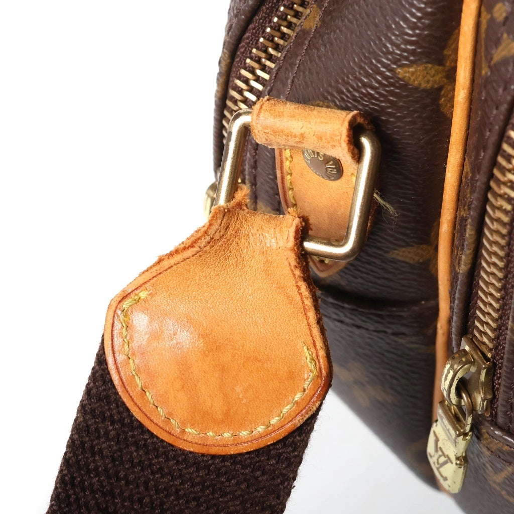 LOUIS VUITTON(ルイヴィトン) モノグラム リポーターPM ショルダーバッグ ブラウン レザー×PVC M45254 ゴールド金具 レディース