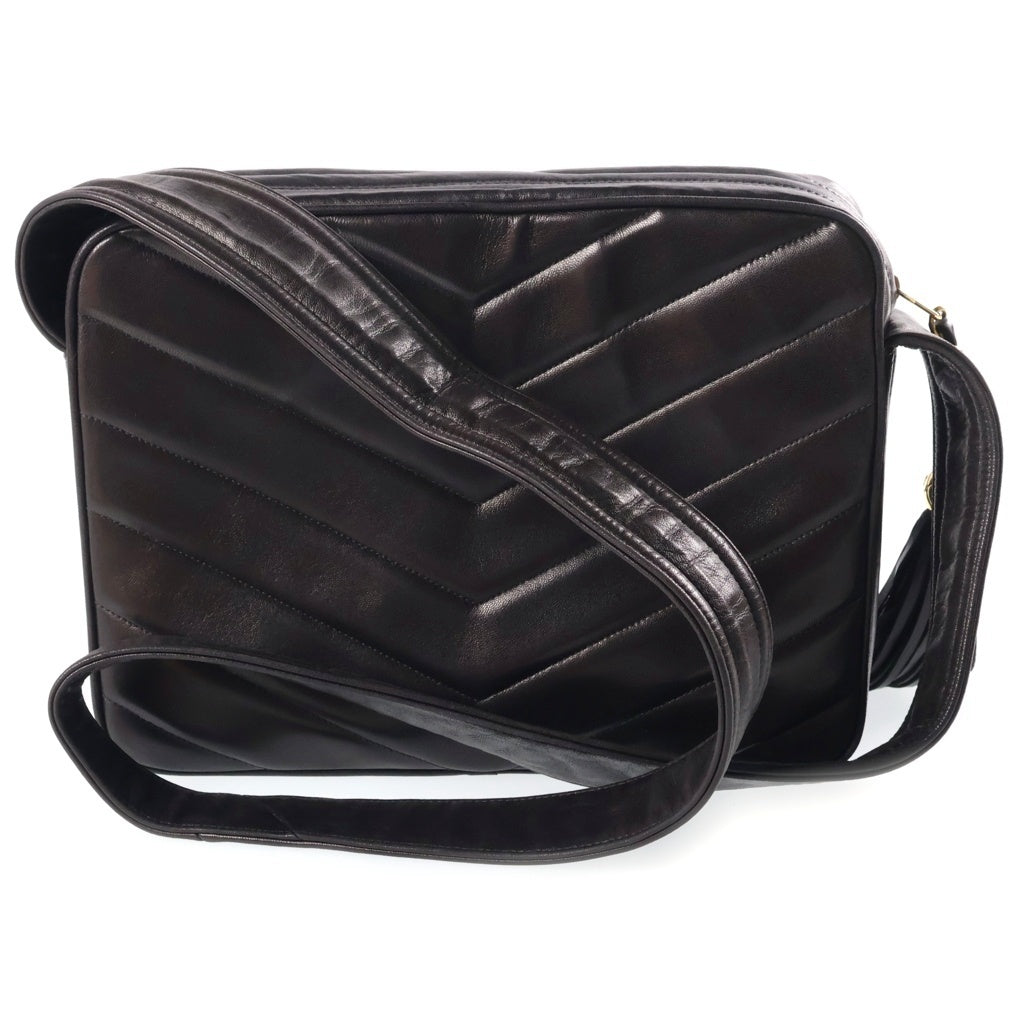CHANEL(シャネル) Vステッチ フリンジ ショルダーバッグ ブラック ラムスキン ゴールド金具 レディース