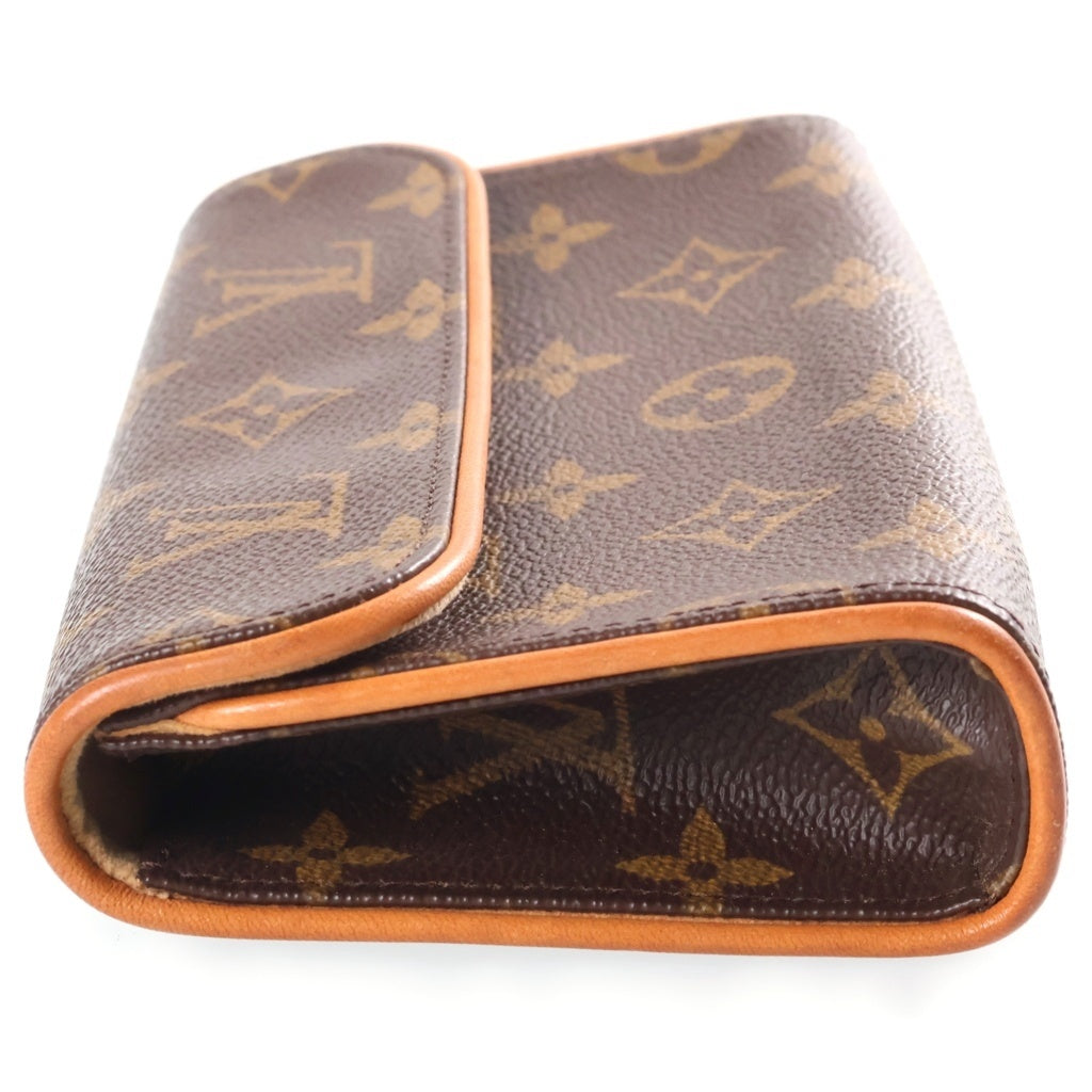 LOUIS VUITTON(ルイヴィトン) モノグラム ポシェット フロランティーヌ ショルダーバッグ ミニバッグ ブラウン レザー×PVC M51855 ゴールド金具 レディース