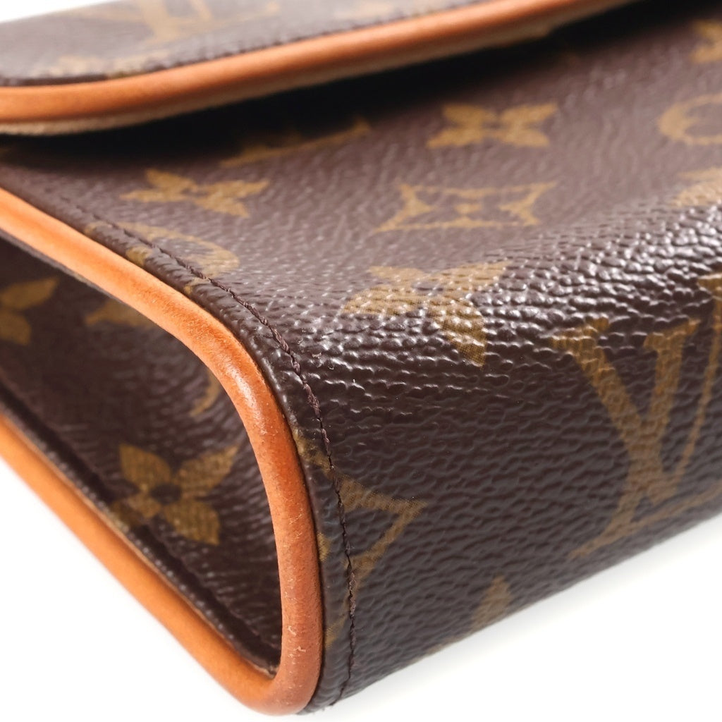 LOUIS VUITTON(ルイヴィトン) モノグラム ポシェット フロランティーヌ ショルダーバッグ ミニバッグ ブラウン レザー×PVC M51855 ゴールド金具 レディース